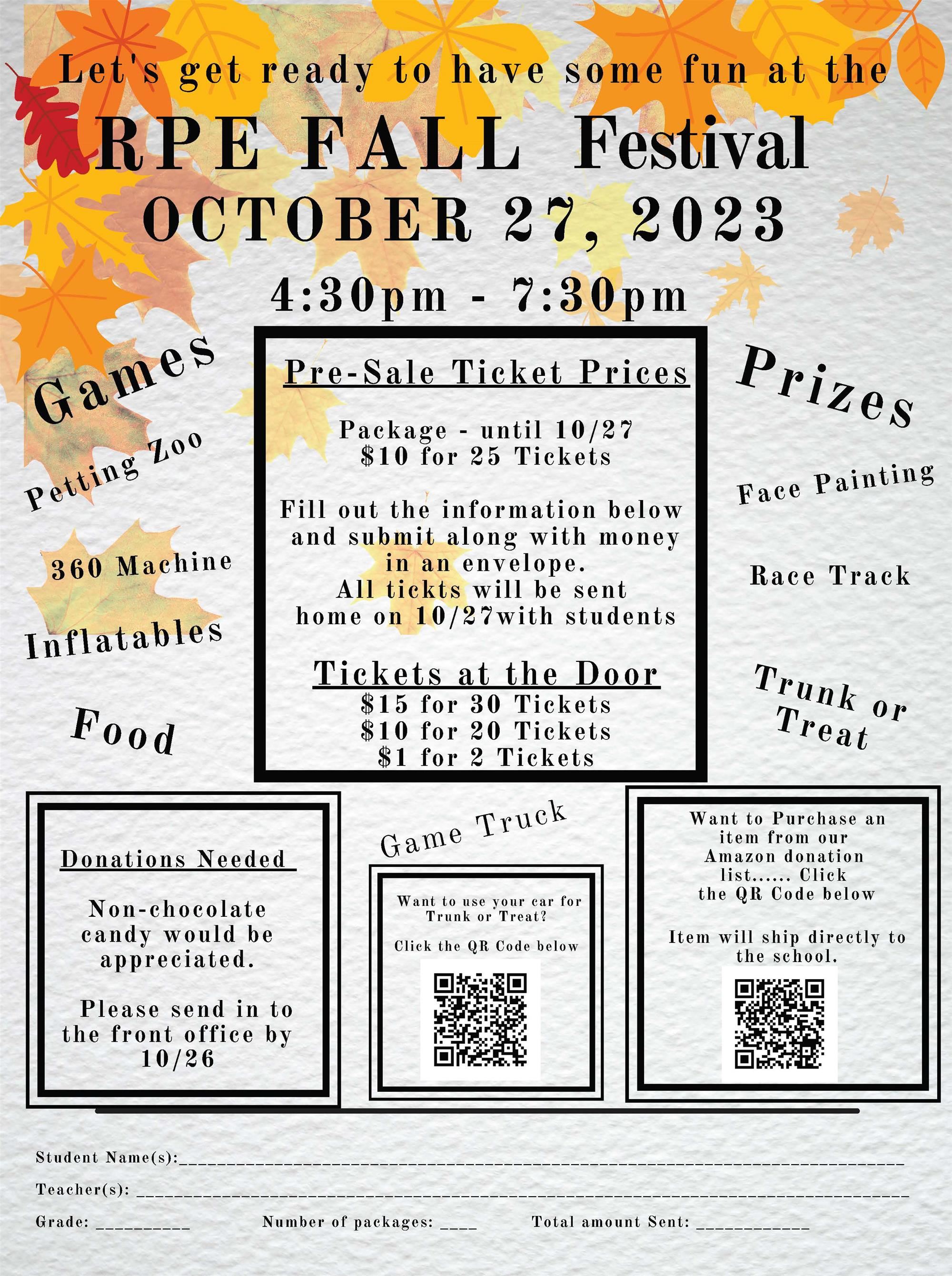 Ticket presale available until October 26 $10 for 25 tickets. tickets available at event with Cash only